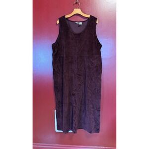 LL Bean Corduroy Jumper Dress Womens Size 20W Burgundy 90s Everyday Librarian